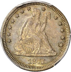 image for: 1877-S/S Liberty Seated Quarter. S/Horizontal S. MS-65 (PCGS).