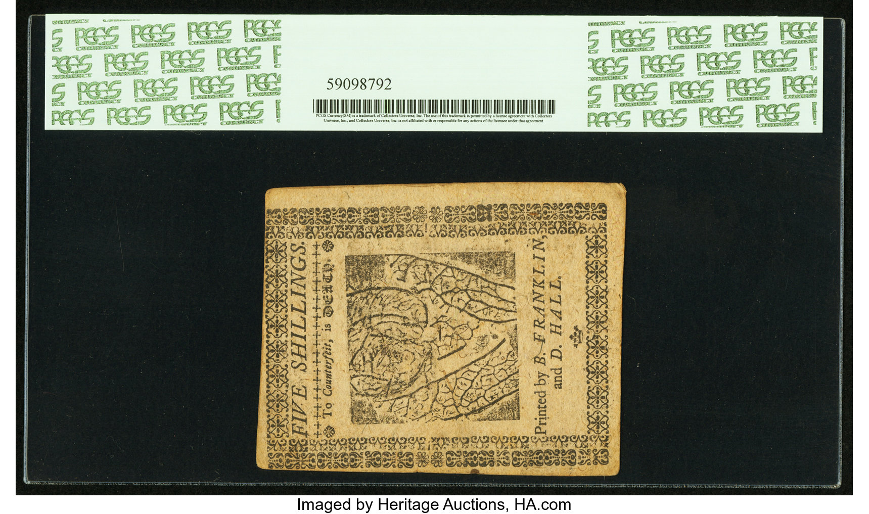 image for: Pennsylvania October 1, 1755 5 Shillings Fr. PA-67. PCGS About New 53....