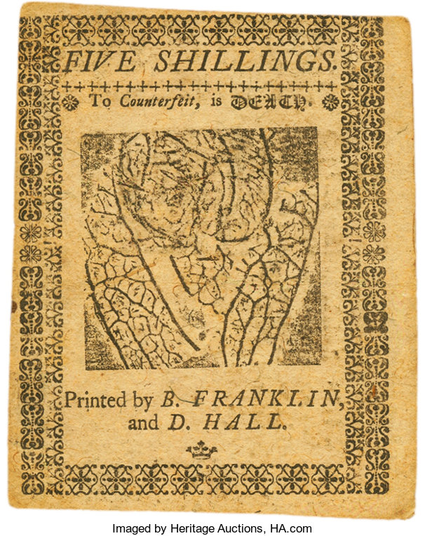 image for: Pennsylvania October 1, 1755 5 Shillings Fr. PA-67. PCGS About New 53....
