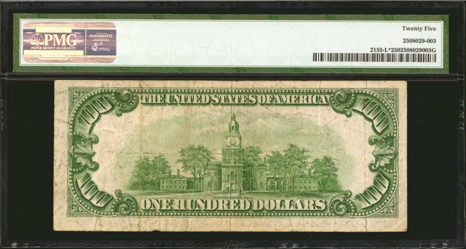 image for: Fr. 2155-L*. 1934C $100 Federal Reserve Star Note. San Francisco. PMG Very Fine 25.