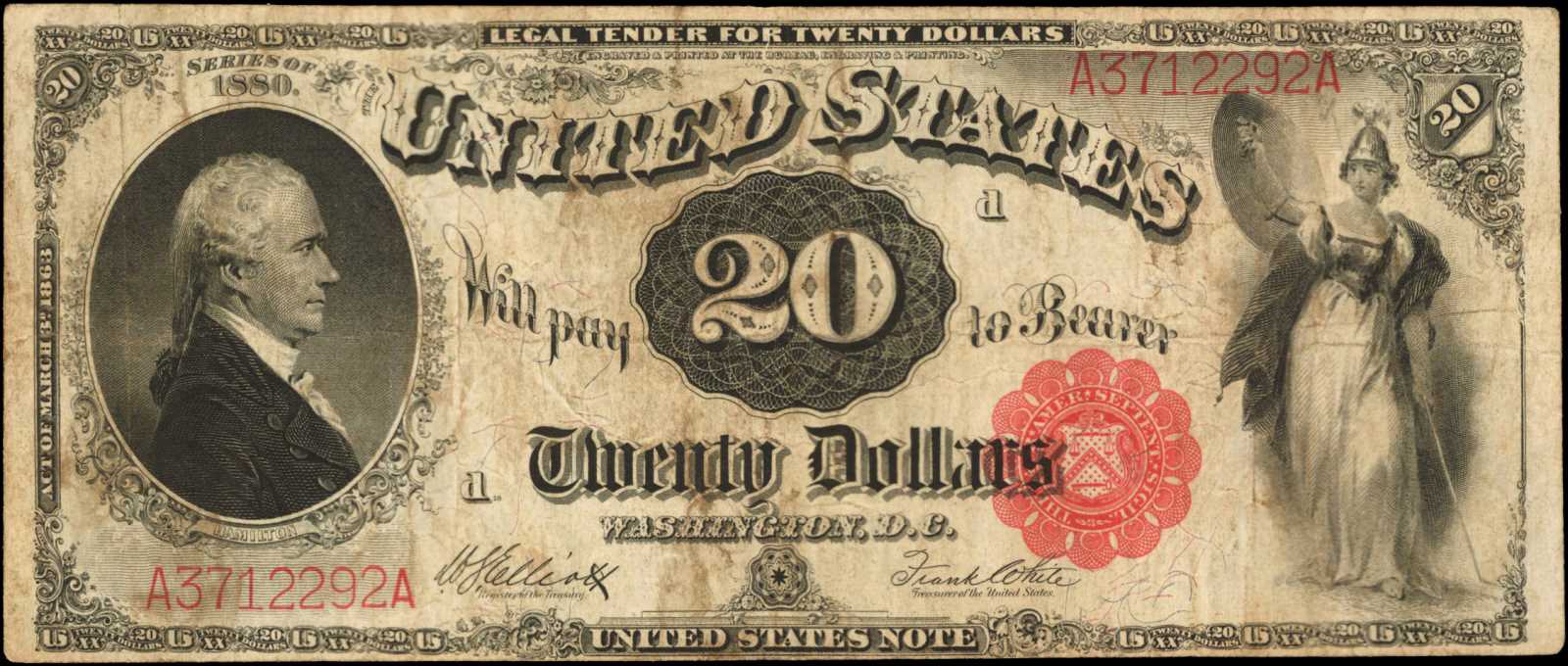 Fr. 147. 1880 $20 Legal Tender Note. Fine-Very Fine.