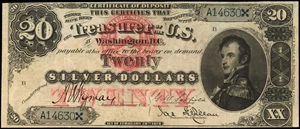 image for: Friedberg 307 (W-2153). 1878 $20 Silver Certificate. PCGS Currency Very Fine 35.