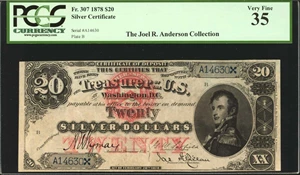 image for: Friedberg 307 (W-2153). 1878 $20 Silver Certificate. PCGS Currency Very Fine 35.