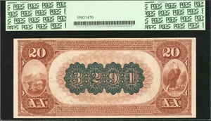 image for: Ripley, Ohio. $20 1882 Brown Back. Friedberg 494 (W-2071). The Citizens NB. Charter #3291. PCGS Currency Superb Gem New 68 PPQ.