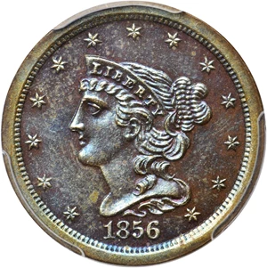 image for: 1856 Braided Hair Half Cent. Proof-64 BN (PCGS).