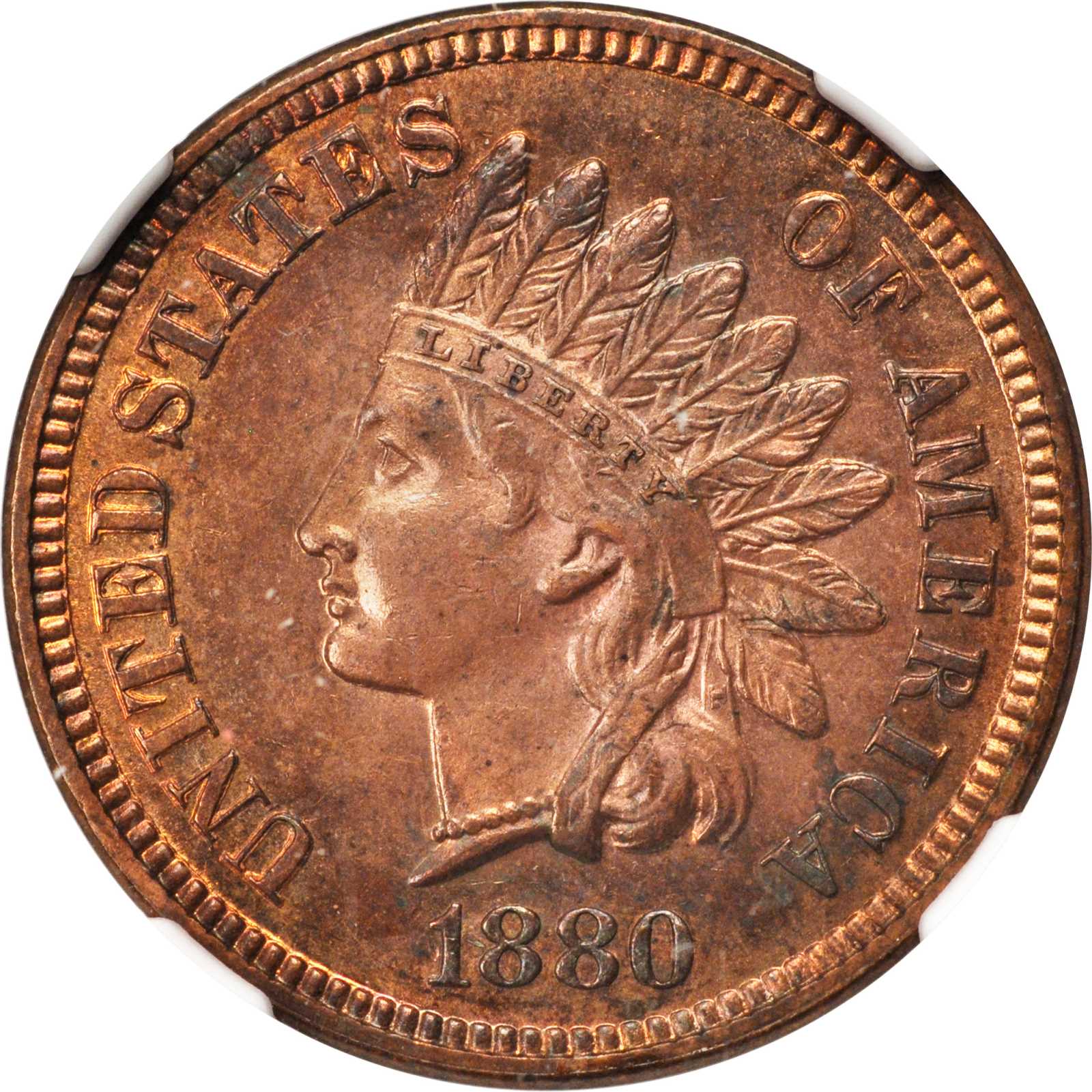 1880 Indian Cent. Proof-62 RB (NGC).