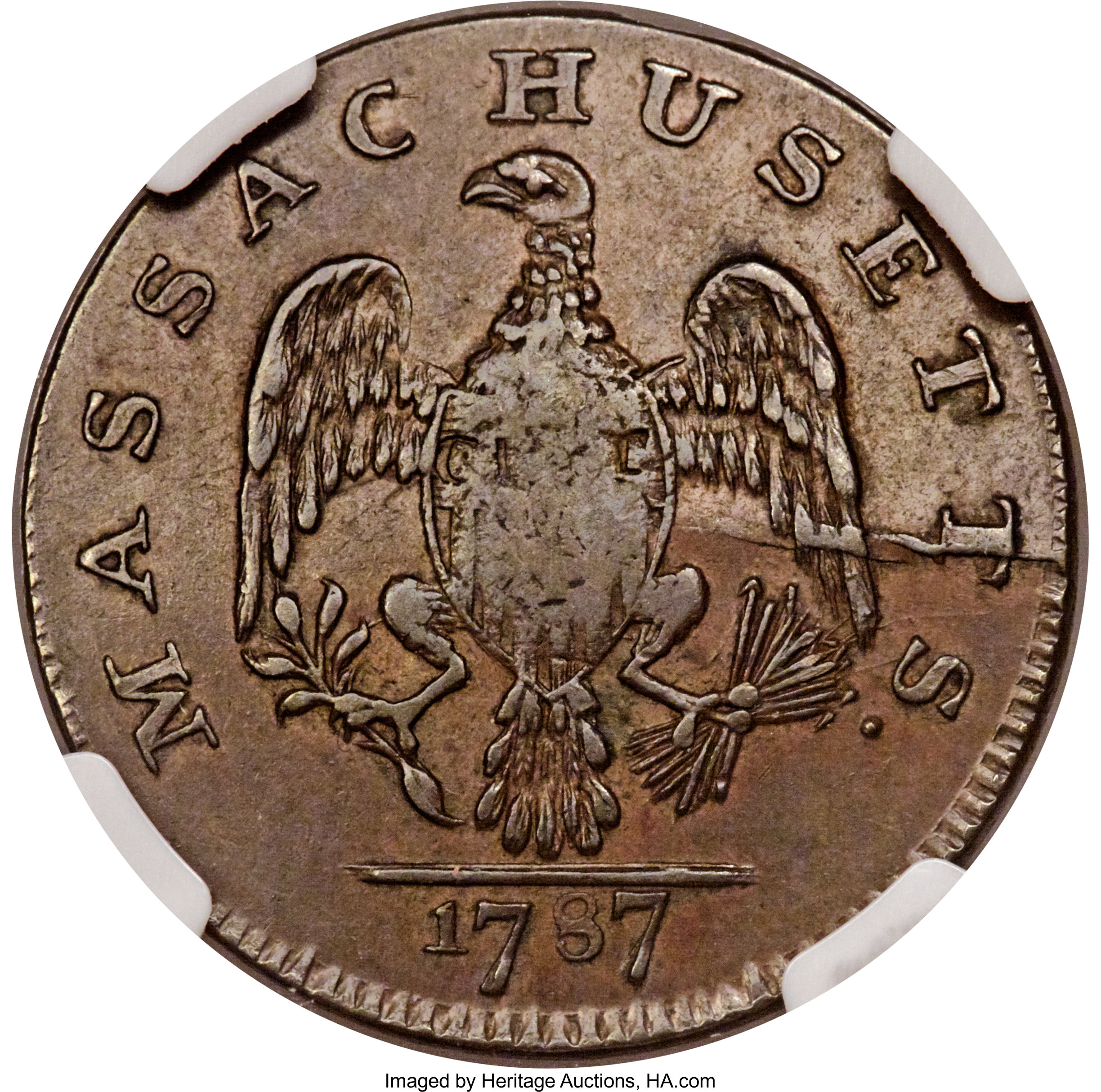 1787 Cent Massachusetts, Left Arrows MS BN MS61 BN thumbnail 3