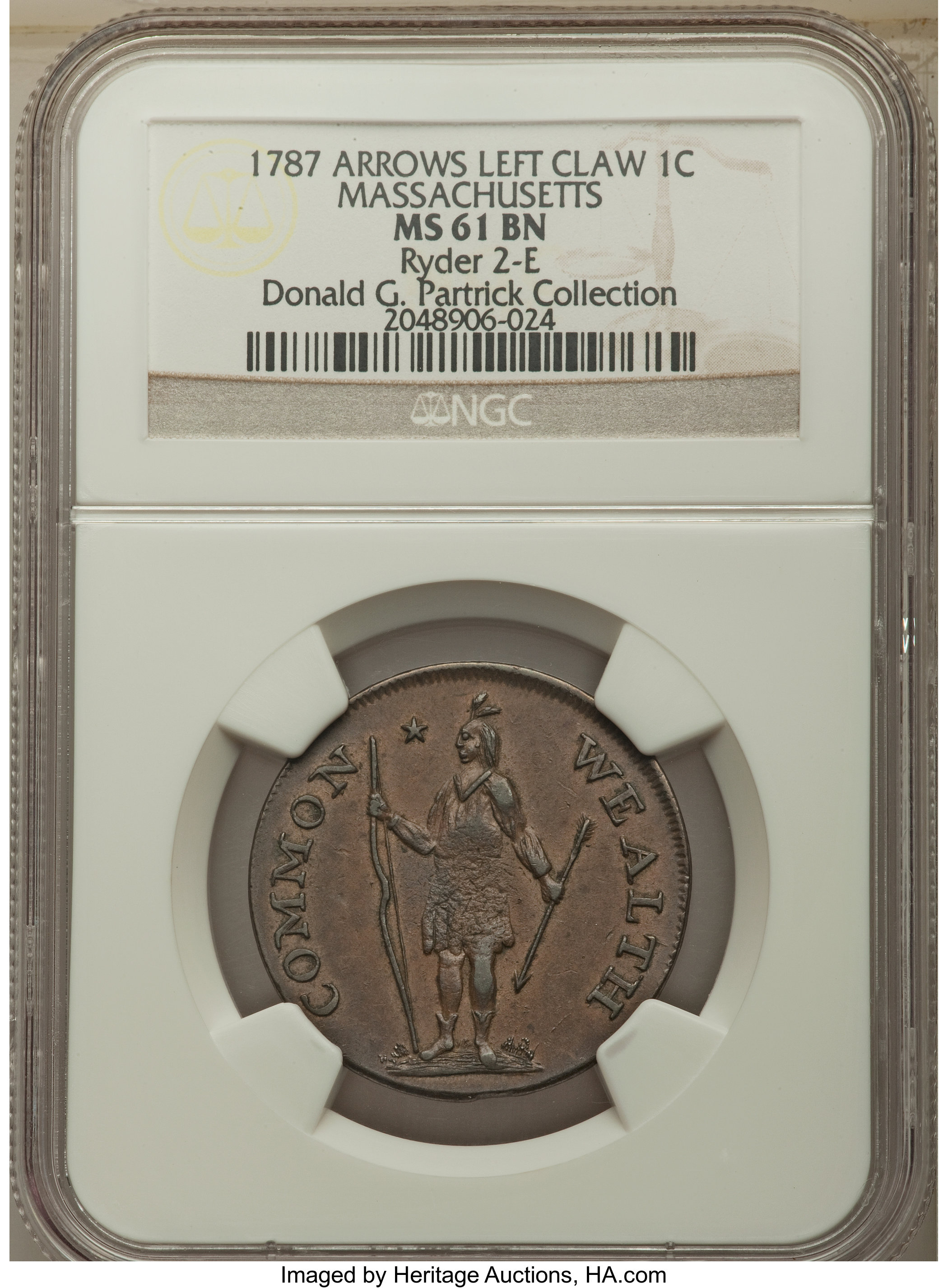 1787 Cent Massachusetts, Left Arrows MS BN MS61 BN thumbnail 4
