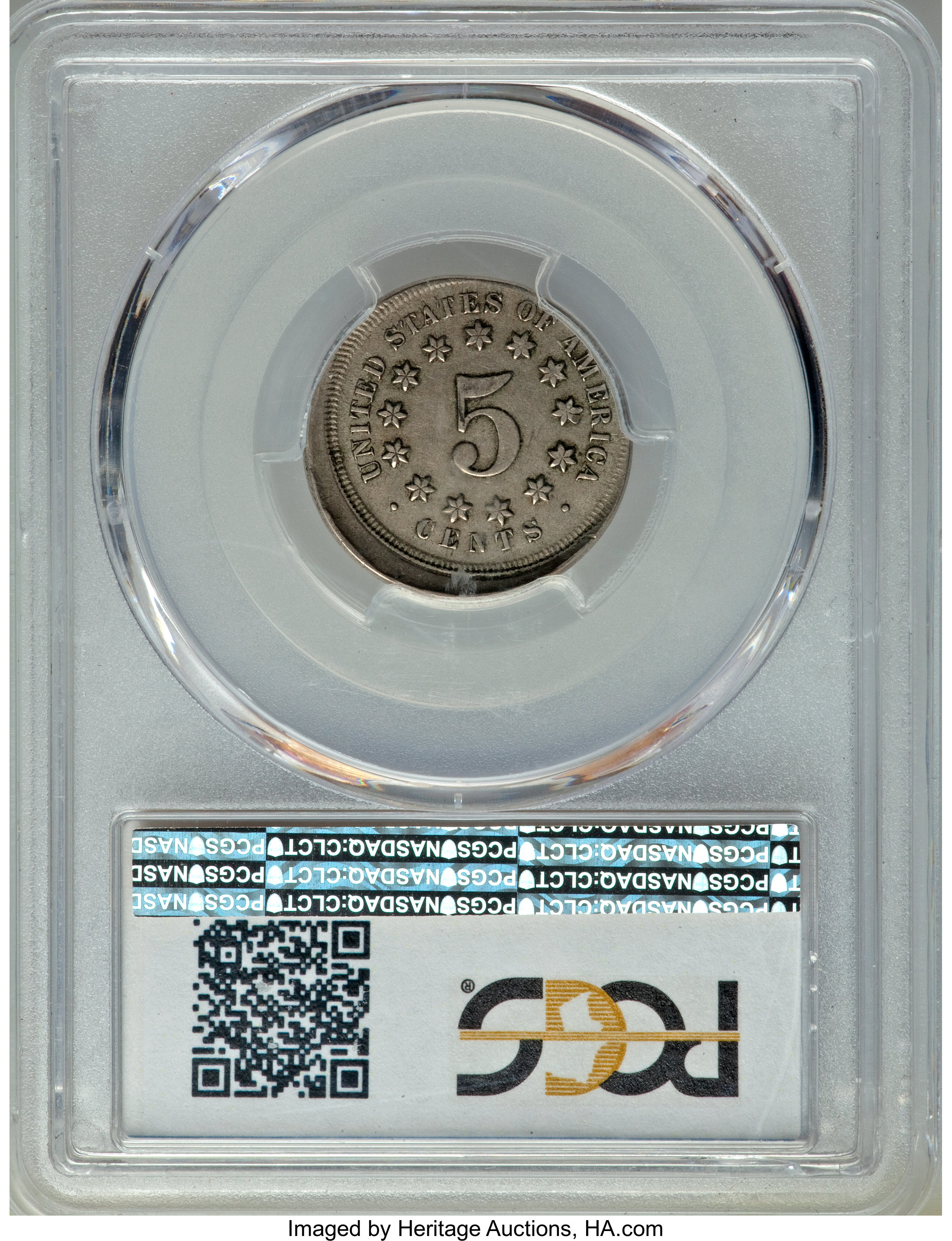 1867 5c No Rays VF25 thumbnail 2