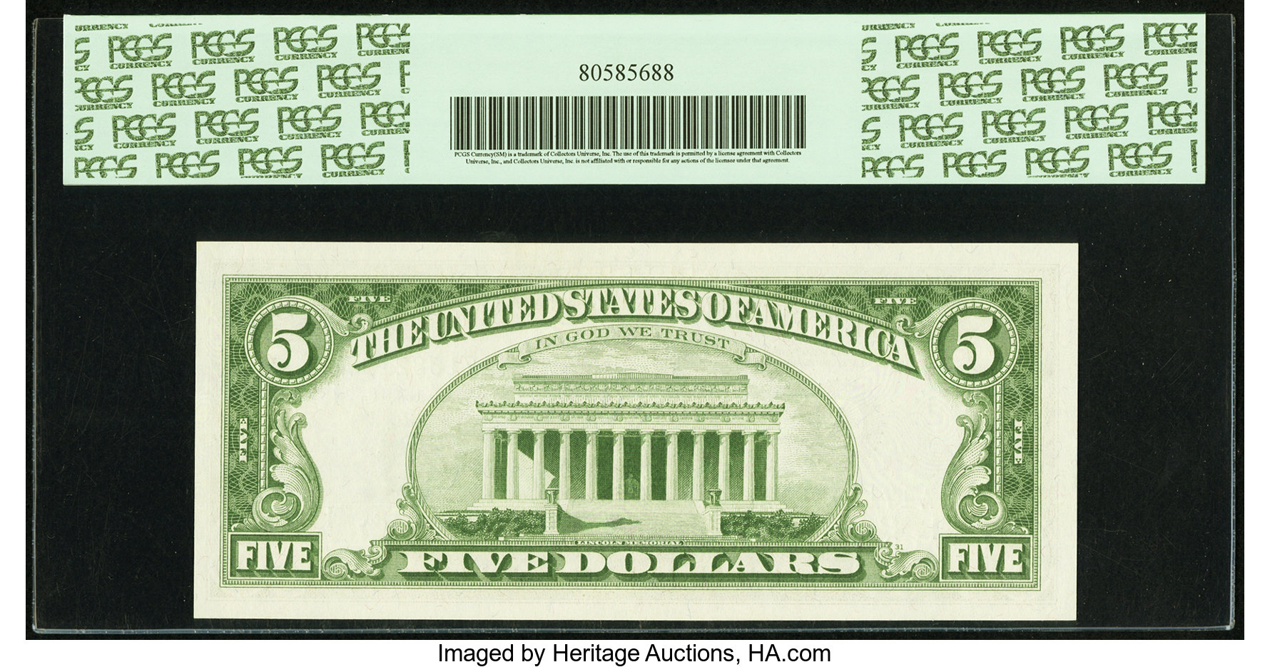 image for: Fr. 1968-A $5 1963A Federal Reserve Note. PCGS Gem New 65PPQ....