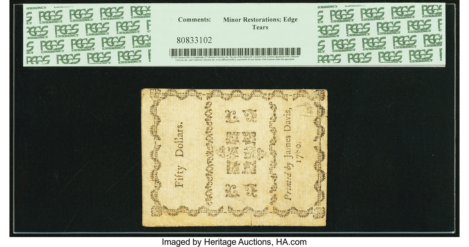 image for: North Carolina May 10, 1780 $50 Fundamentum Mihi Aere Perennius PCGS Extremely Fine 40....