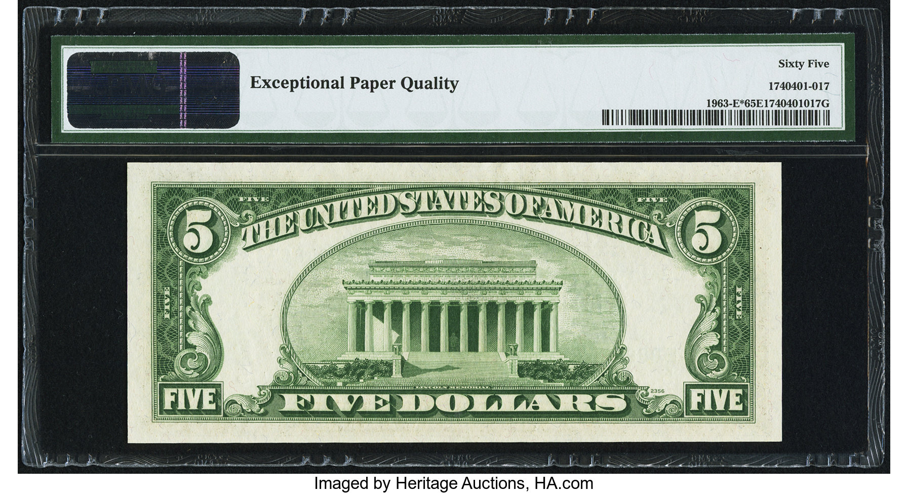 image for: Fr. 1963-E* $5 1950B Federal Reserve Note. PMG Gem Uncirculated 65 EPQ....