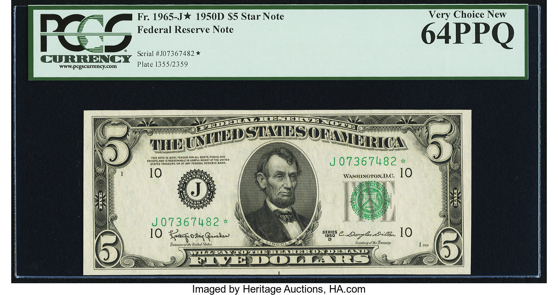 1950D $5 Replacement, Kansas City (Fr. 1965J*)