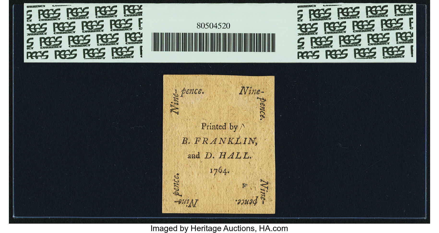 image for: Pennsylvania June 18, 1764 9d PCGS Choice New 63PPQ....