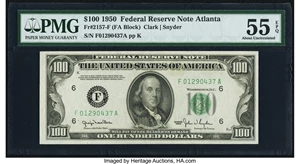 image for: Fr. 2157-F $100 1950 Federal Reserve Note. PMG About Uncirculated 55 EPQ....