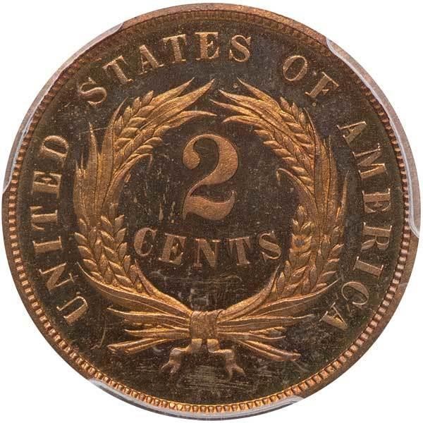 image for: 2C 1864 LARGE MOTTO. PCGS PR65 RD