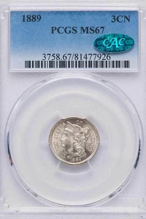 image for: 3CN 1889 PCGS MS67 CAC