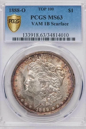 image for: $1 1888-O VAM 1-B. SCARFACE. PCGS MS63