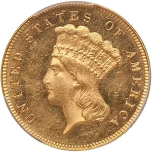 image for: $3 1865 PCGS MS62+ CAC