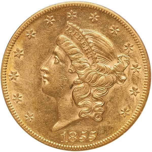 image for: $20 1855-S S.S.C.A. PCGS AU55