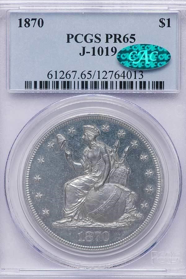 image for: $1 1870 J-1019. PCGS PR65 CAC