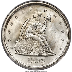 image for: 1875-S 20C MS67 PCGS. BF-9, R.2....