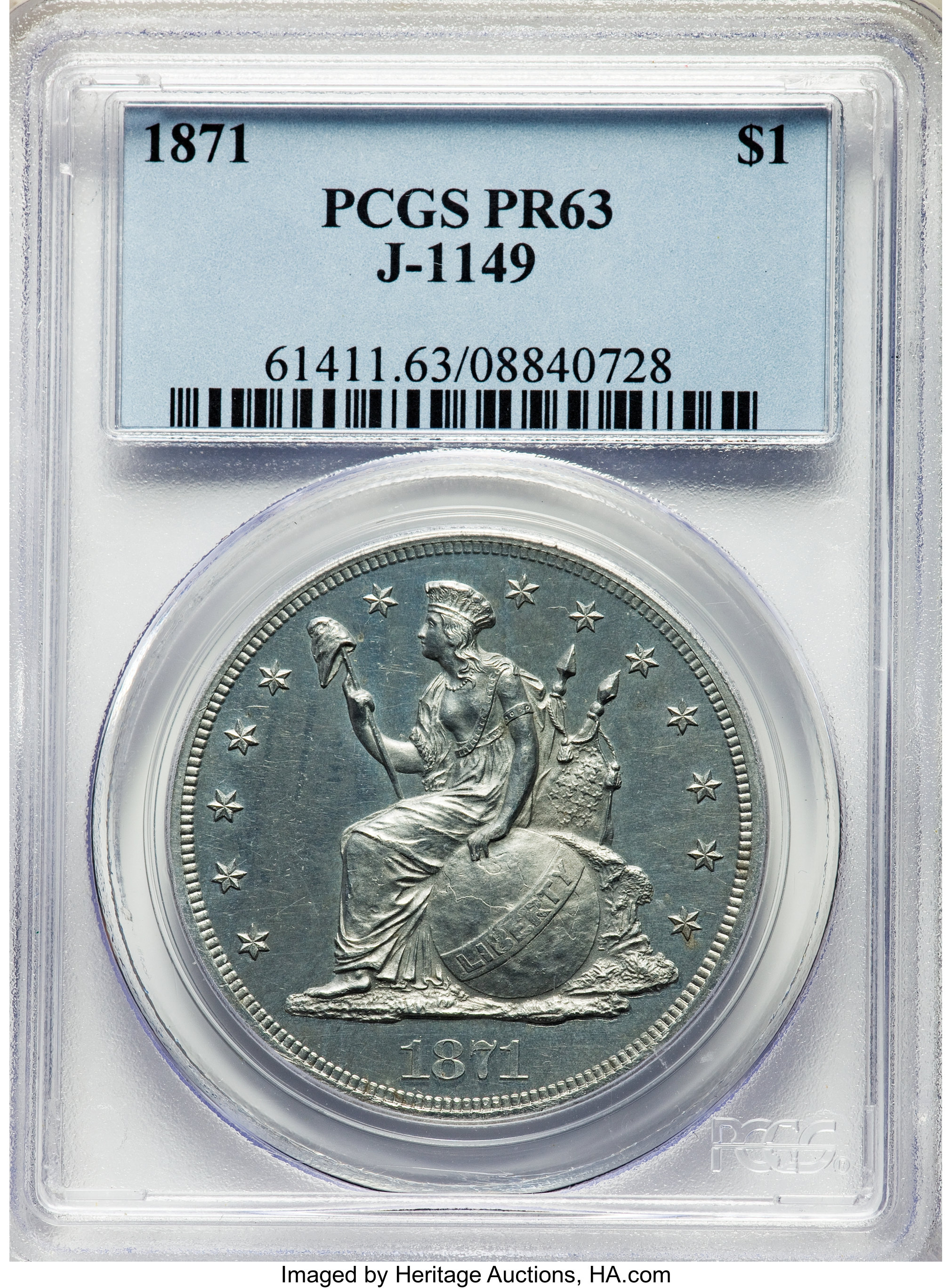 image for: 1871 $1 Dollar, Judd-1149, Pollock-1291, Low R.7, PR63 PCGS....