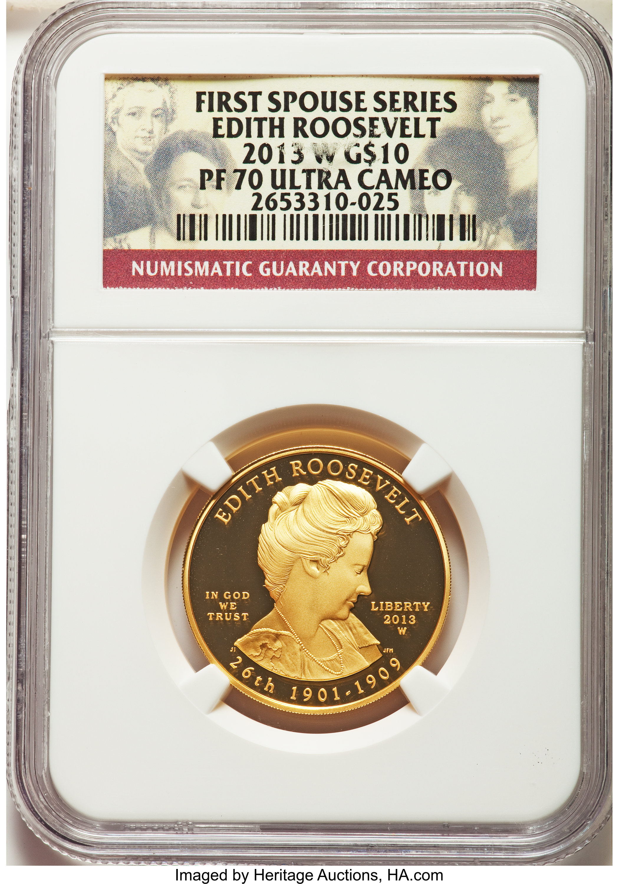 image for: 2013-W $10 Edith Roosevelt Half-Ounce Gold Ten Dollar PR70 Ultra Cameo NGC. NGC Census: (0). PCGS Population: (14).  ...