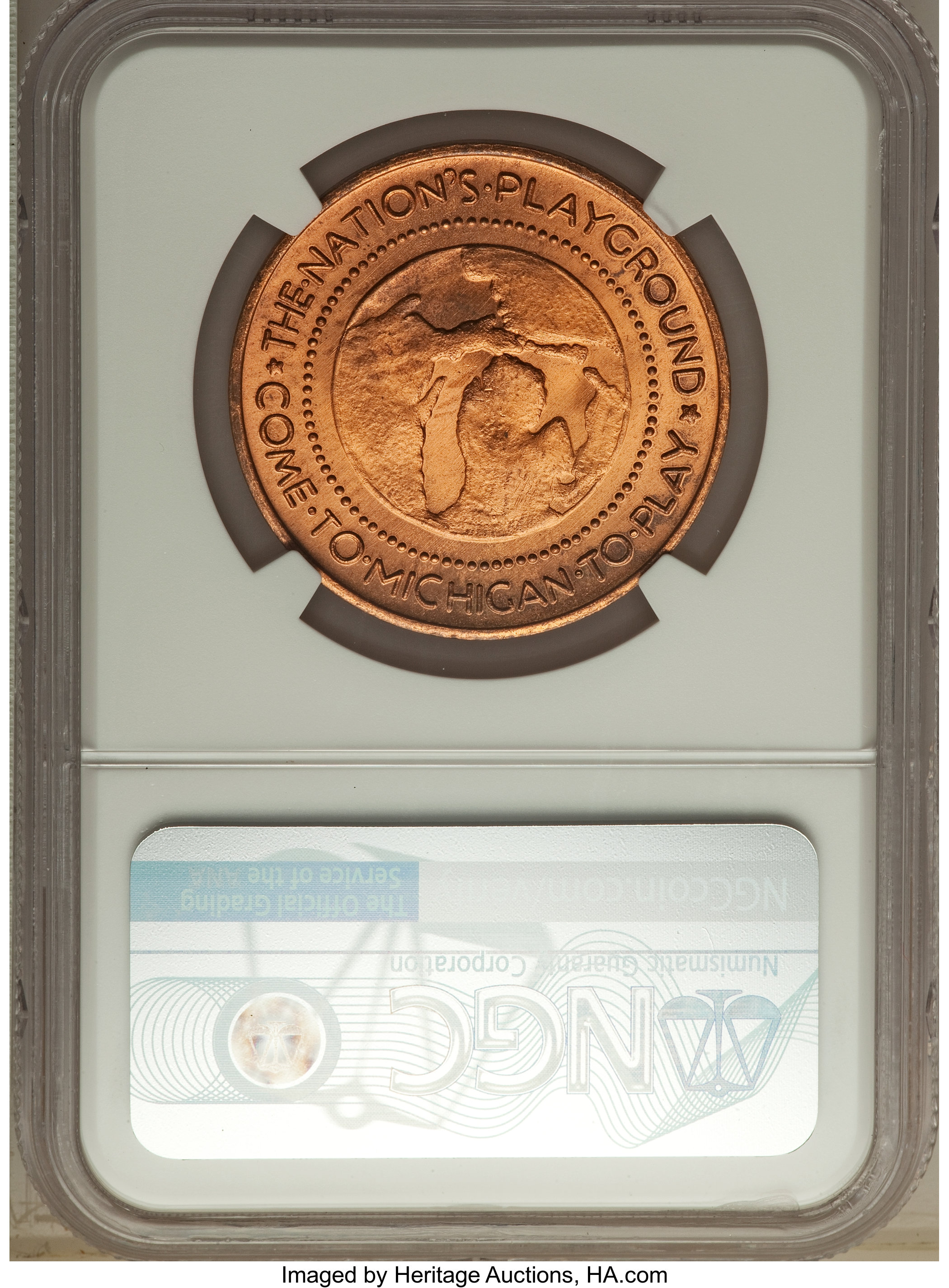 image for: A Seven-Piece Lot of 1933 Century of Progress, Michigan Dollar, Gilt, HK-473, R.3, NGC. The lot includes: (2) MS64 Red; (1... (Total: 7 medals)