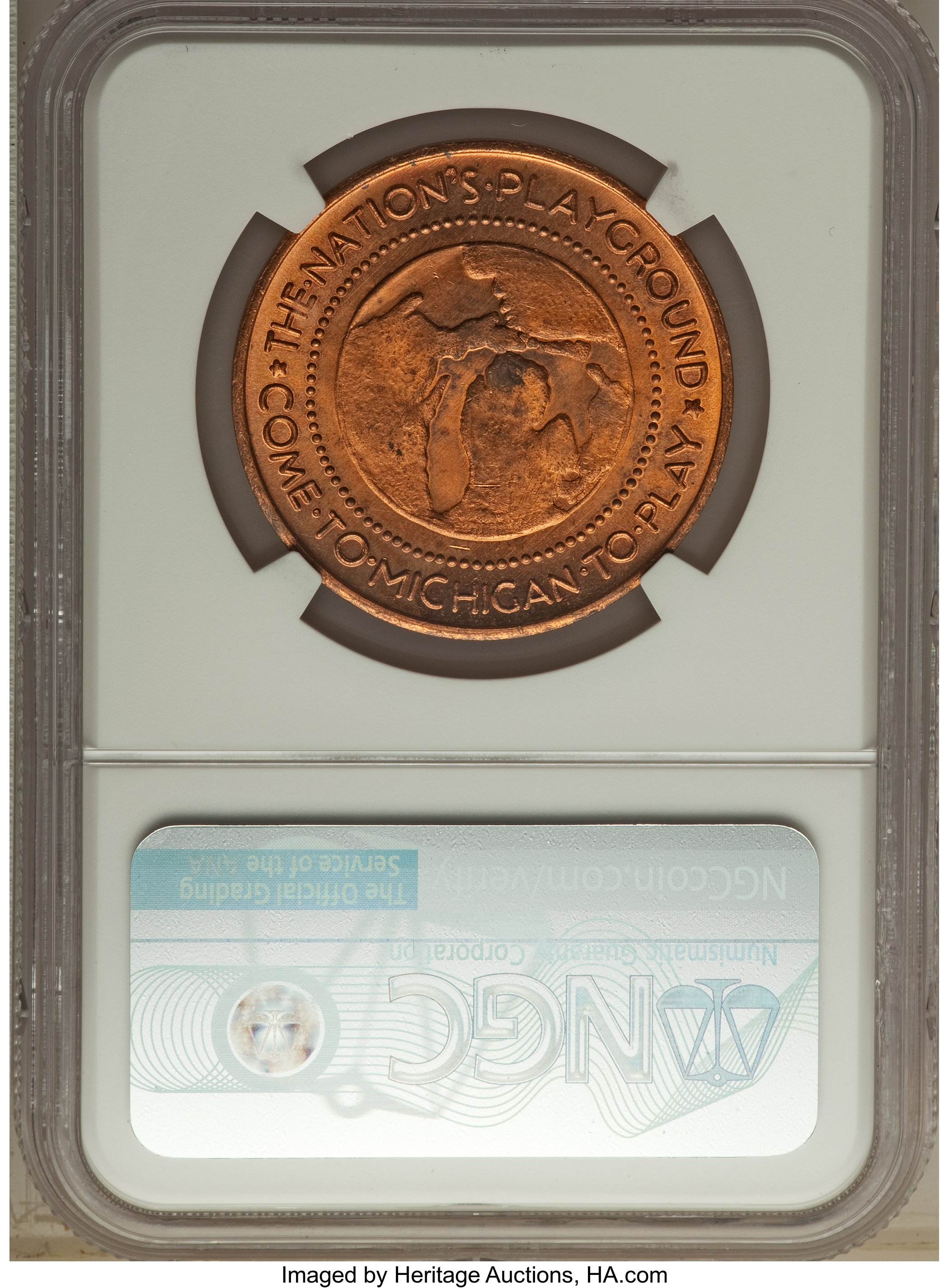 image for: A Seven-Piece Lot of 1933 Century of Progress, Michigan Dollar, Gilt, HK-473, R.3, NGC. The lot includes: (2) MS64 Red; (1... (Total: 7 medals)