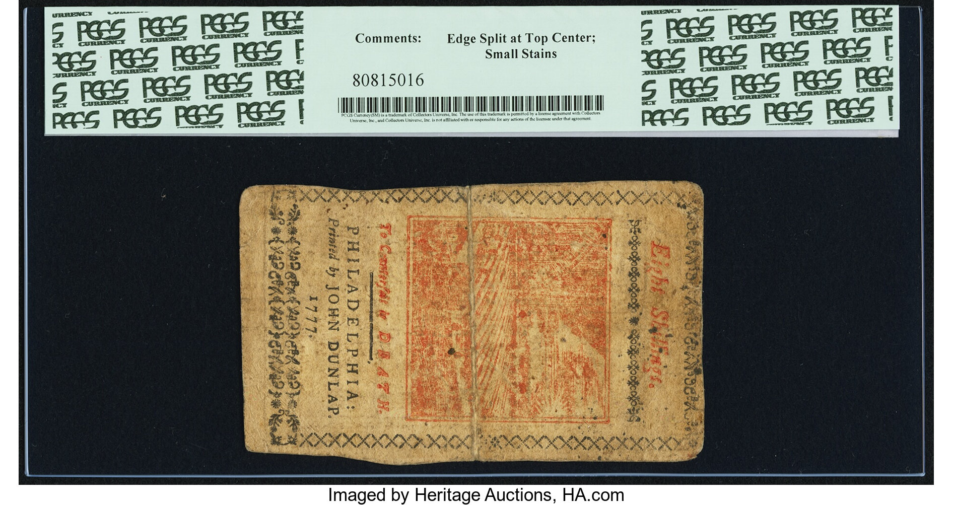 image for: Pennsylvania April 10, 1777 8s PCGS Very Fine 25....