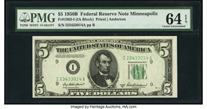 image for: Fr. 1963-I $5 1950B Federal Reserve Note. PMG Choice Uncirculated 64 EPQ....