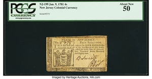 image for: New Jersey January 9, 1781 4s PCGS About New 50....