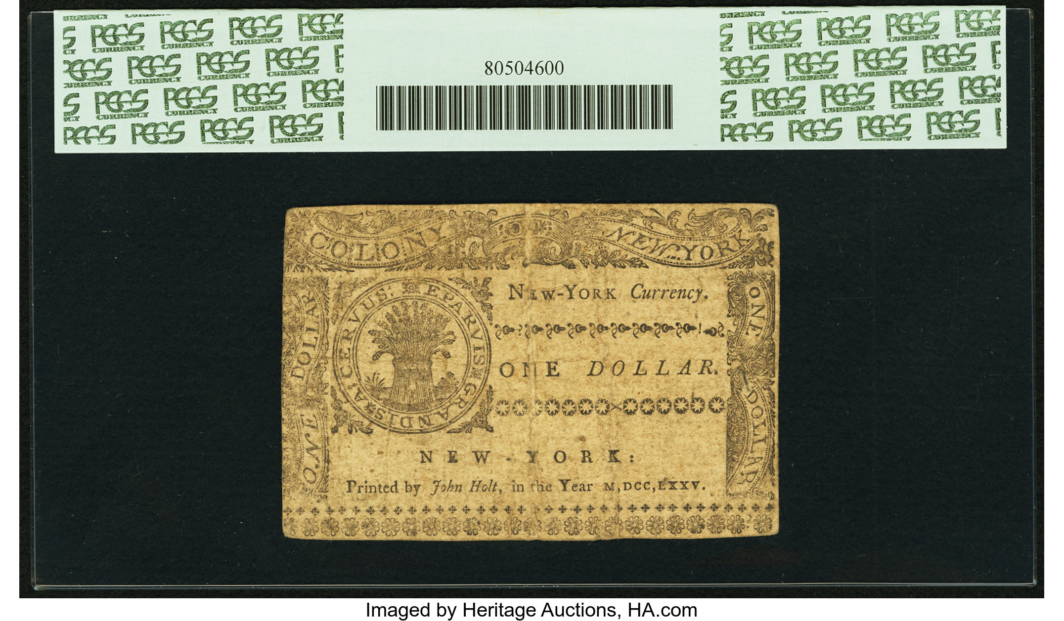 image for: New York September 2, 1775 $1 PCGS Very Fine 25....