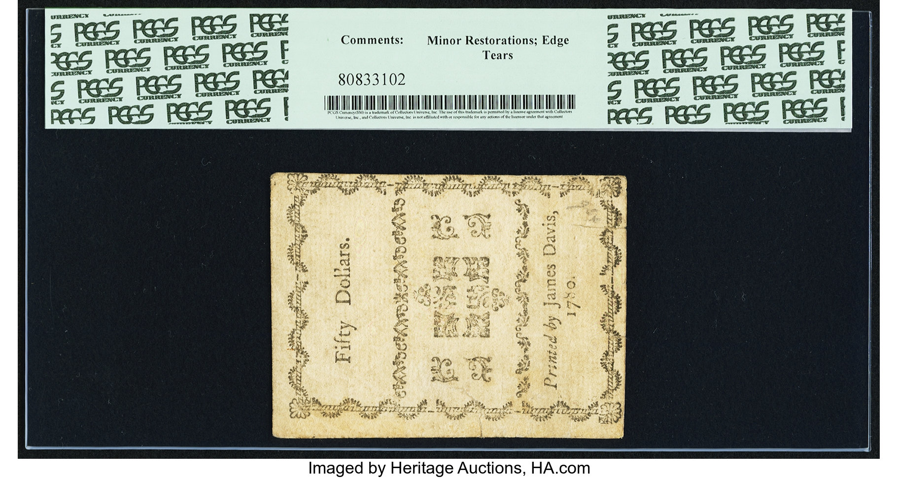 image for: North Carolina May 10, 1780 $50 Fundamentum Mihi Aere Perennius PCGS Extremely Fine 40....