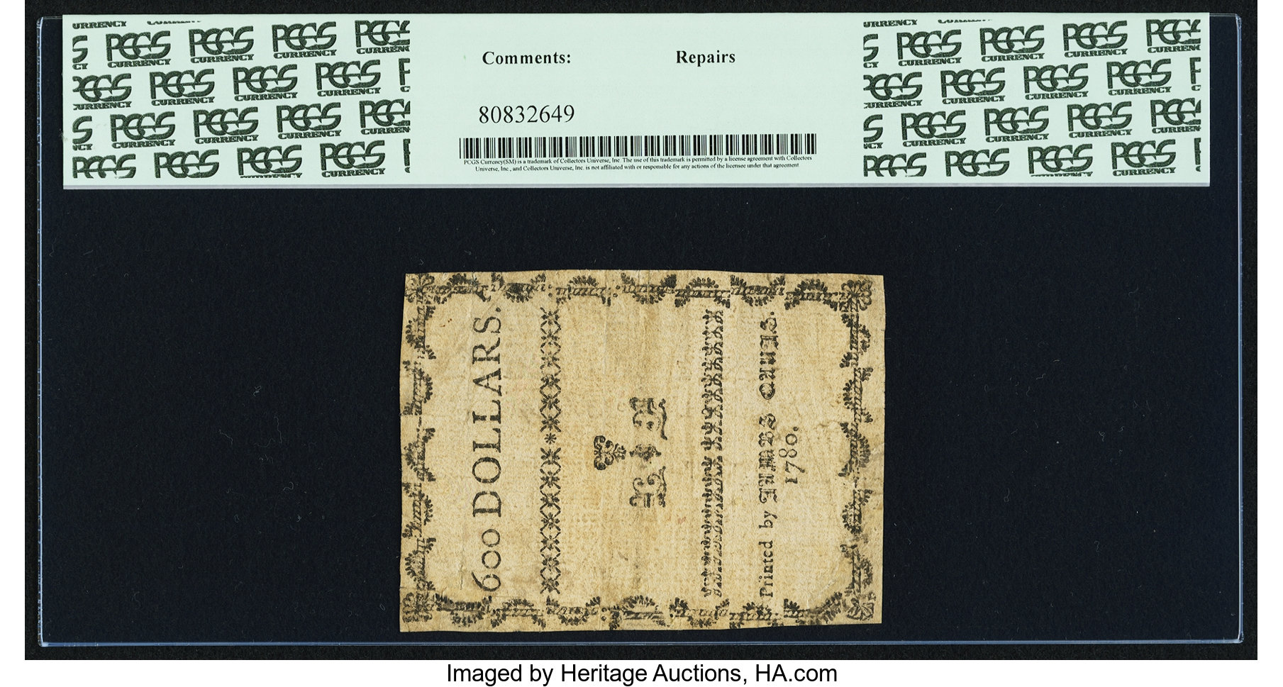 image for: North Carolina May 10, 1780 $600 Crescit Sub Pondere Virtus PCGS Very Fine 25....