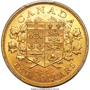 image for: George V gold 10 Dollars 1913 MS65 PCGS