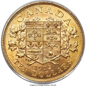 image for: George V gold 10 Dollars 1912 MS65 PCGS