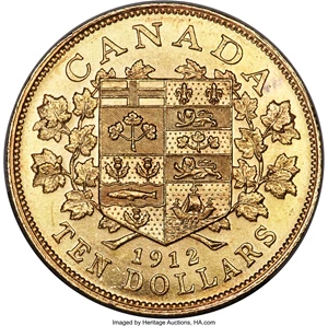 image for: George V gold 10 Dollars 1912 UNC Details (Cleaned) PCGS