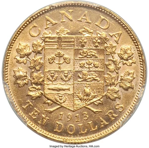 image for: George V gold 10 Dollars 1913 AU Details (Altered Surfaces) PCGS