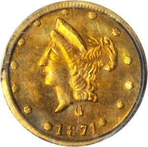 image for: 1871-G Round 50 Cents. BG-1027. Rarity-3. Liberty Head. MS-61 (PCGS). OGH.