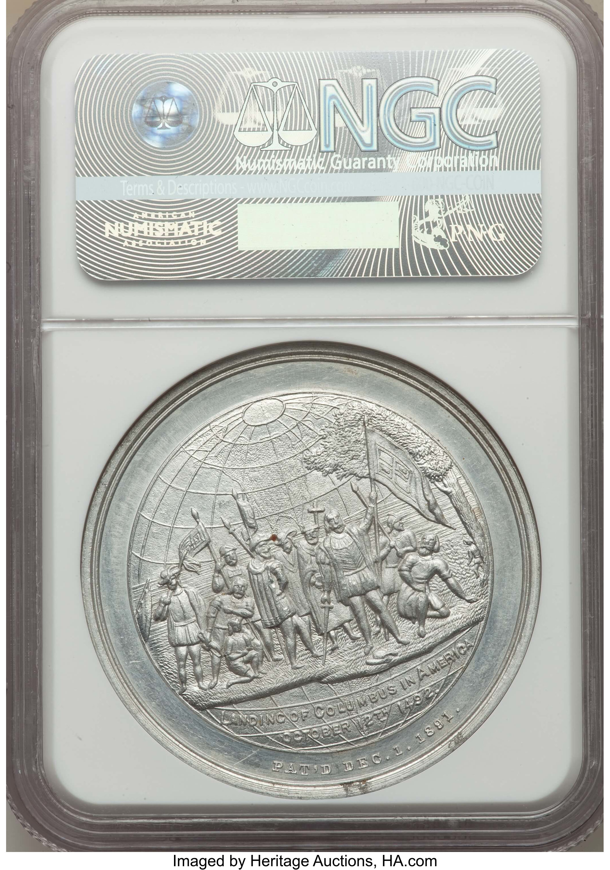 image for: 1893 World's Columbian Exposition, Globe Dollar, Aluminum, HK-174, Eglit-9, R.3, MS63 NGC....