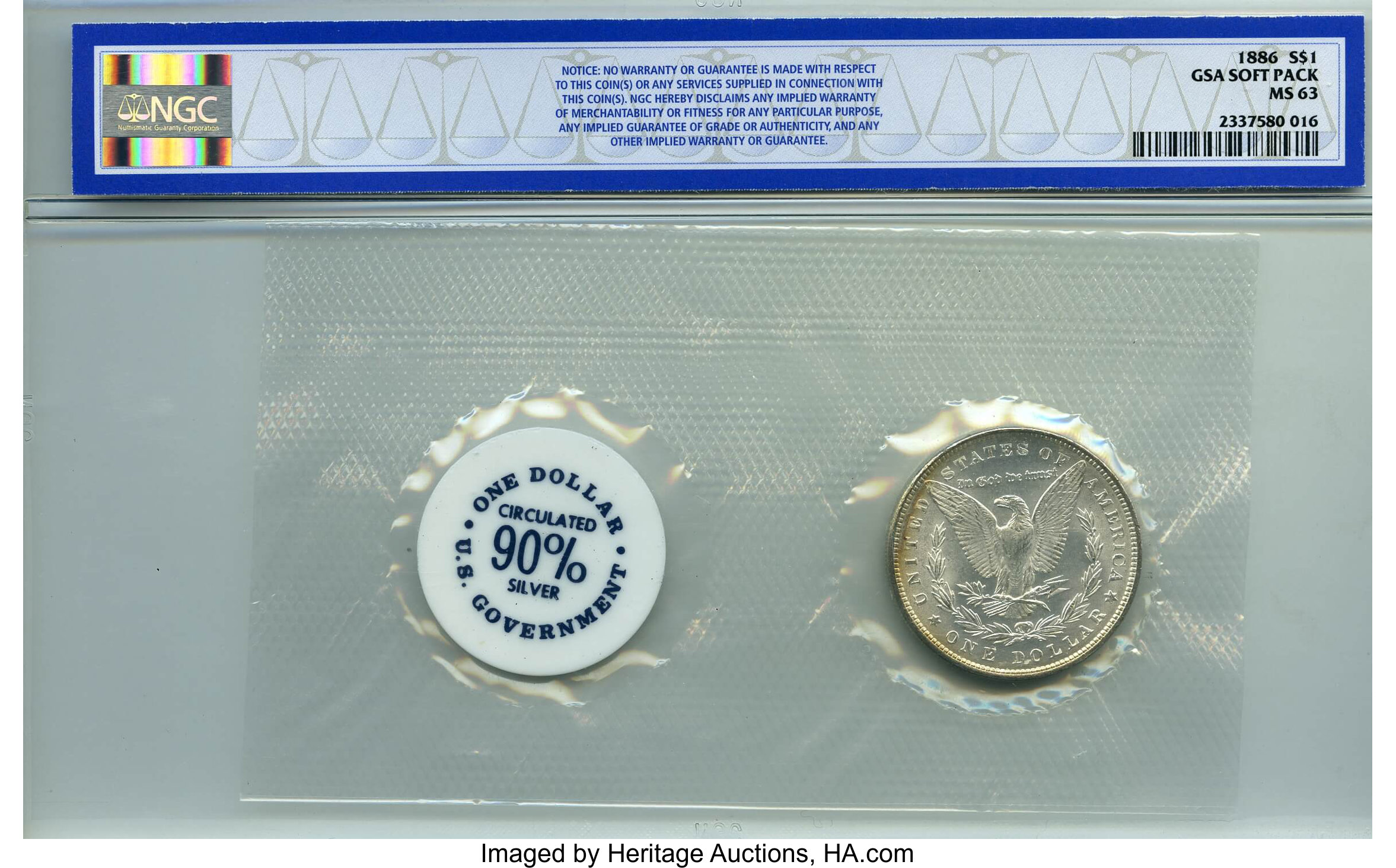 image for: 1886 $1 GSA Hoard MS63 NGC. NGC Census: (0/0). PCGS Population: (2/1). MS63. ...