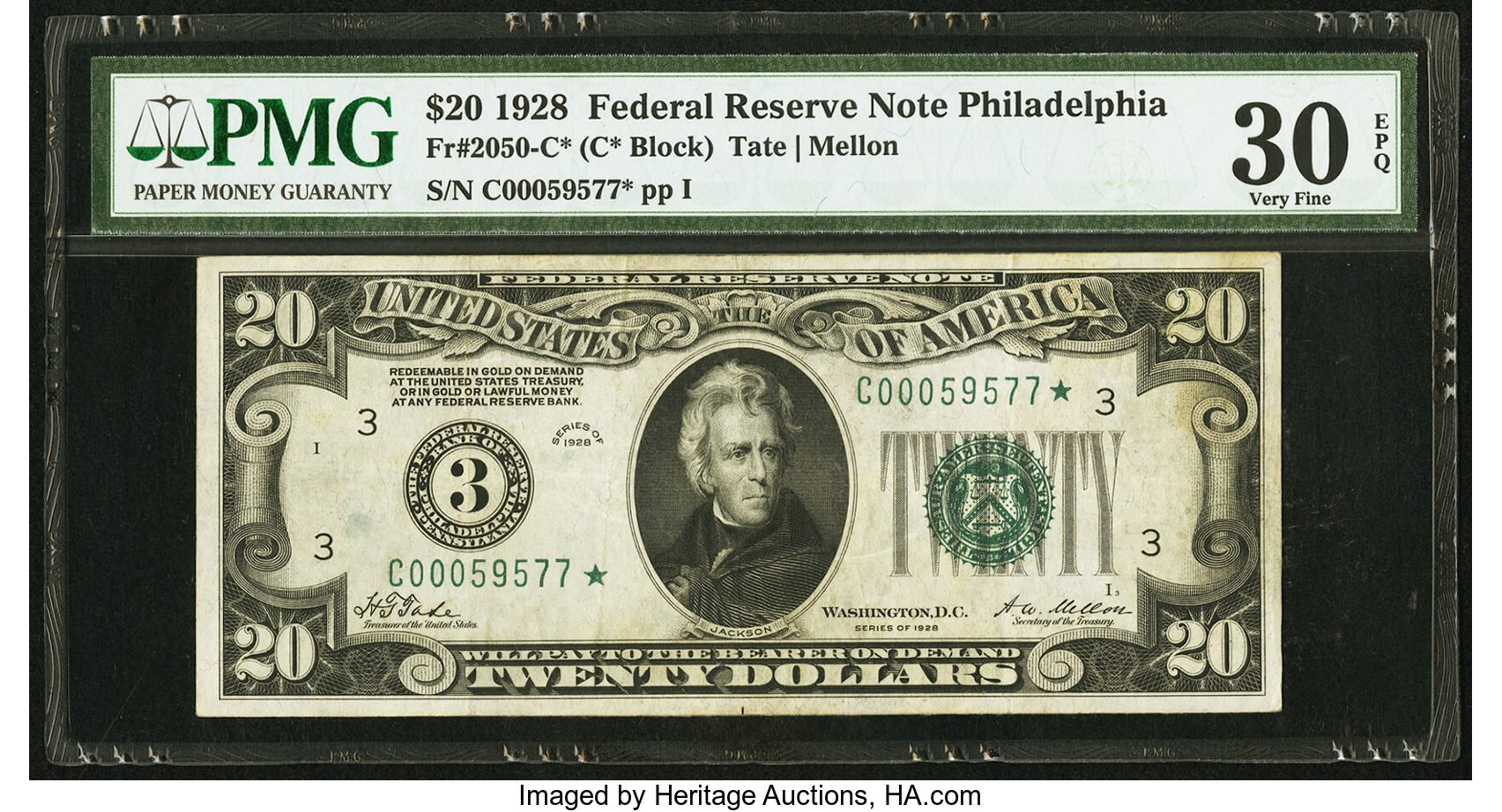 image for: Fr. 2050-C* $20 1928 Federal Reserve Star Note. PMG Very Fine 30 EPQ....