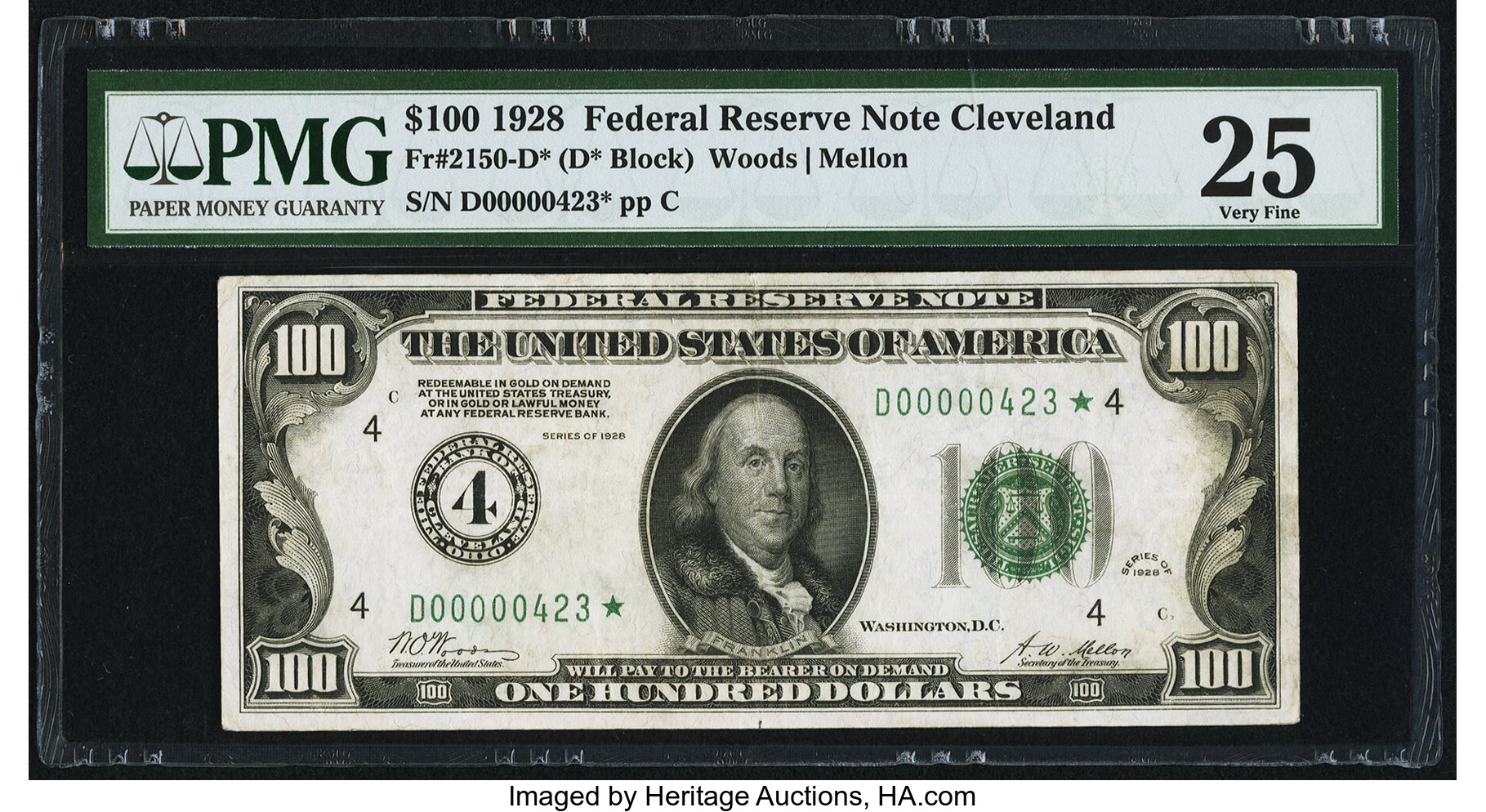 image for: Fr. 2150-D* $100 1928 Federal Reserve Note. PMG Very Fine 25....
