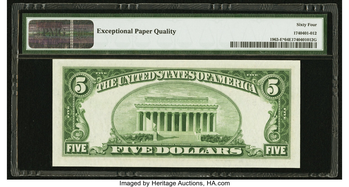 image for: Fr. 1963-E* $5 1950B Federal Reserve Star Note. PMG Choice Uncirculated 64 EPQ....