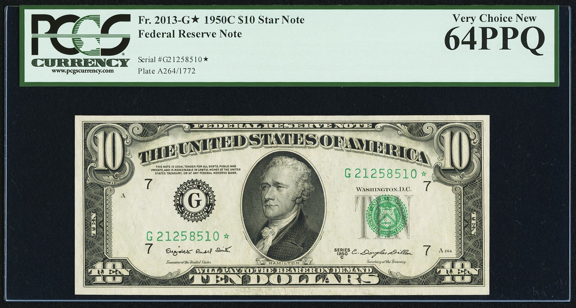 image for: Fr. 2013-G* $10 1950C Federal Reserve Note. PCGS Very Choice New 64PPQ....