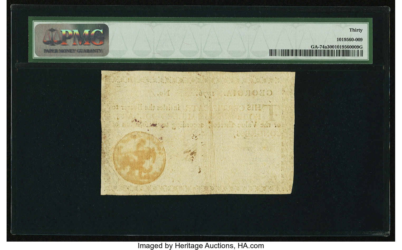 image for: Georgia 1776 $4 PMG Very Fine 30....