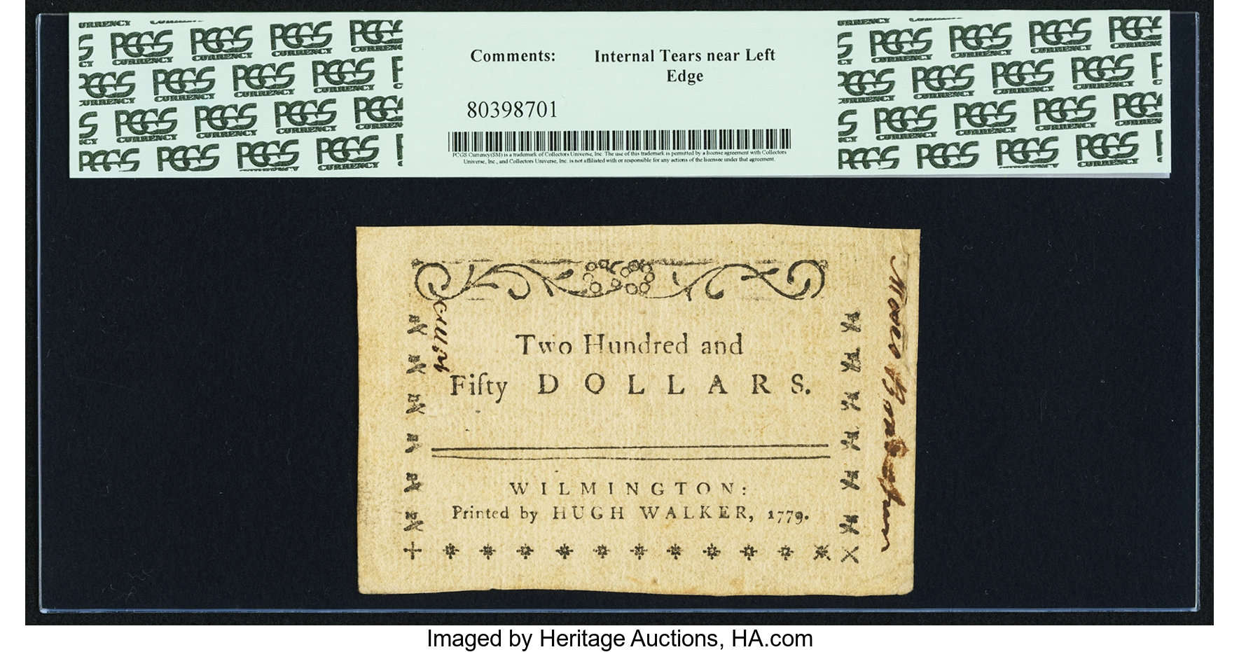 image for: North Carolina May 15, 1779 $250 A Righteous Cause the Protection of Providence PCGS Choice About New 55....