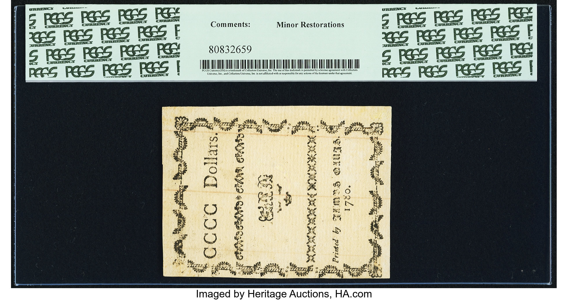 image for: North Carolina May 10, 1780 $400 Mutare Vel Timere Sperno PCGS Choice About New 58....